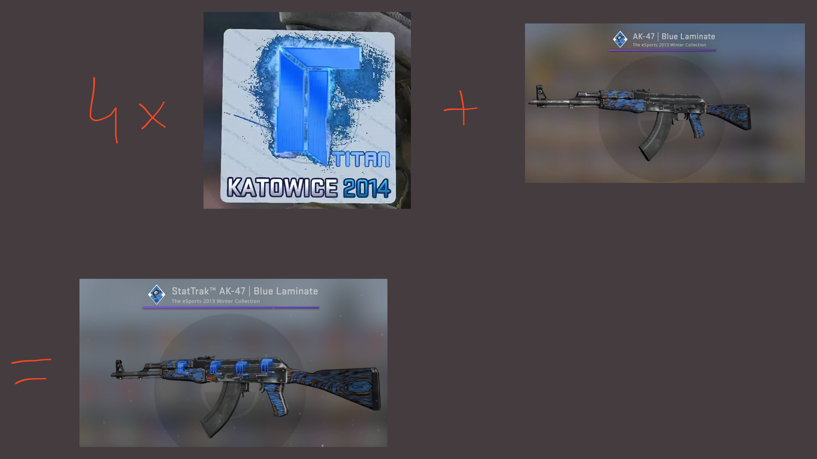 AK-47 with Titan (holo) Katowice 2014 stickers