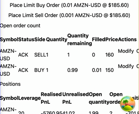Early QFEX app screenshot from the second week